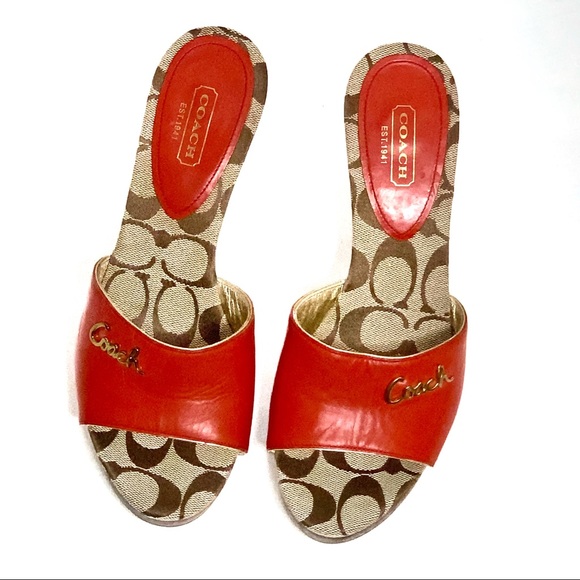 Coach Shoes - .Authentic Orange Coach  Kathie Sandals